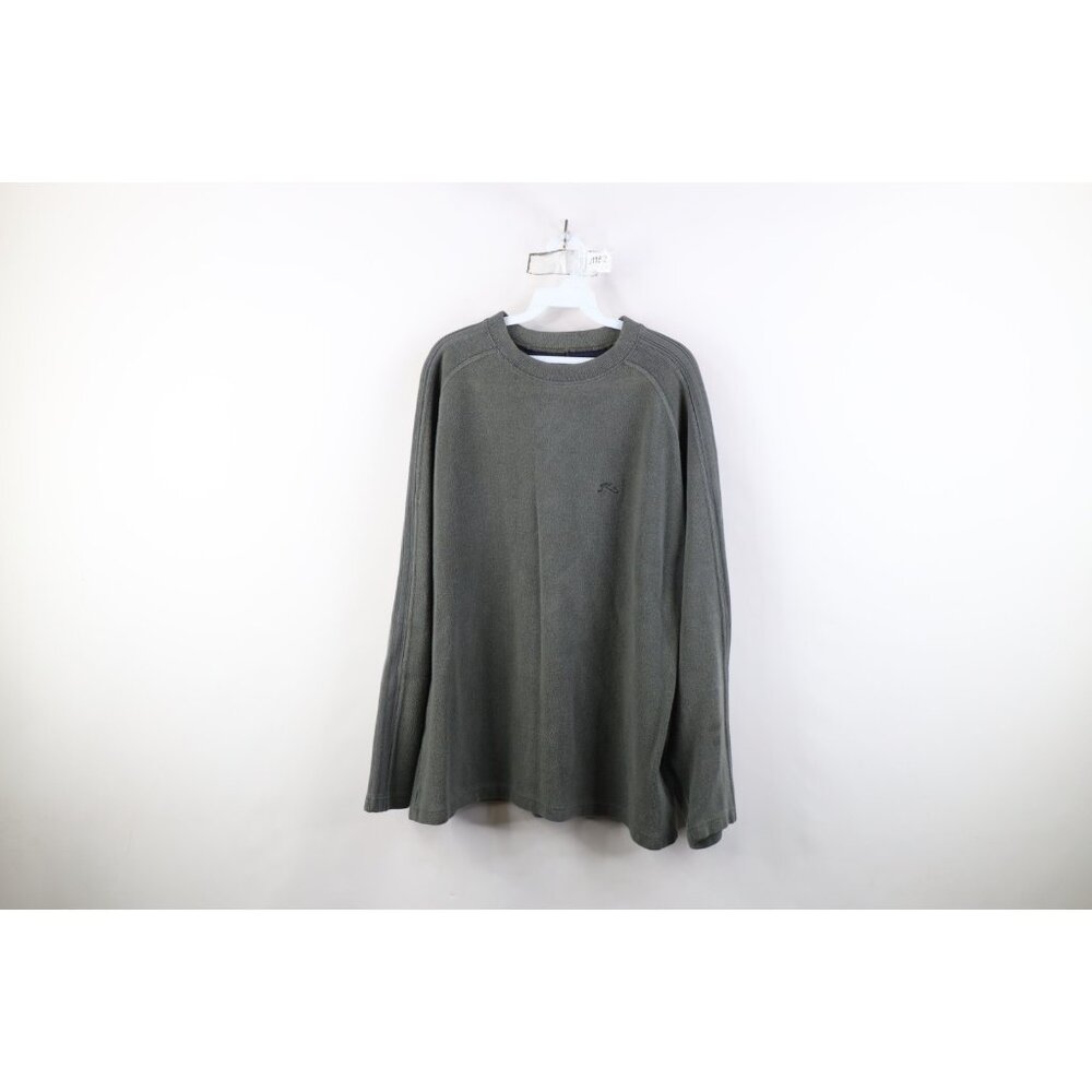 Vtg 90s Y2K Rusty Surfing Mens L Heavyweight Cotton Ribbed Knit T-Shirt Green